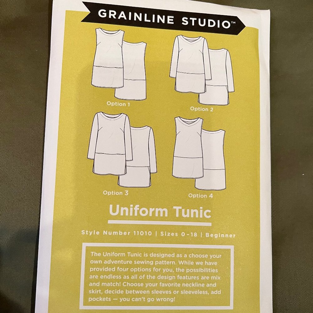 NEW Grainline Studio Uniform Tunic Pattern, sizes 0 to 18